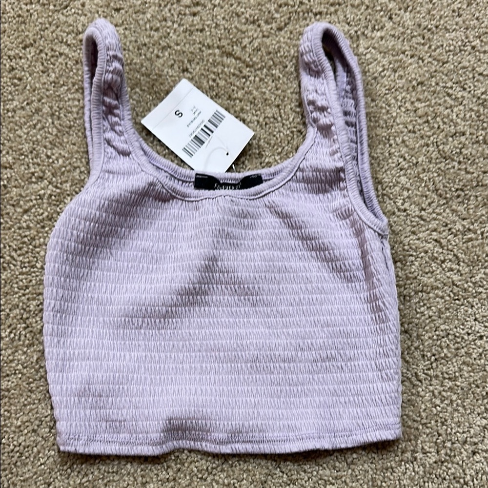 Forever 21 Purple Smocked Crop Tank Top